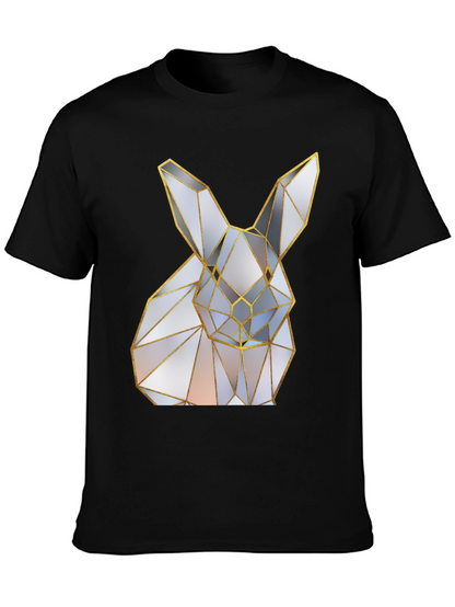 Geometric Rabbit Graphic Tee - Modern Style