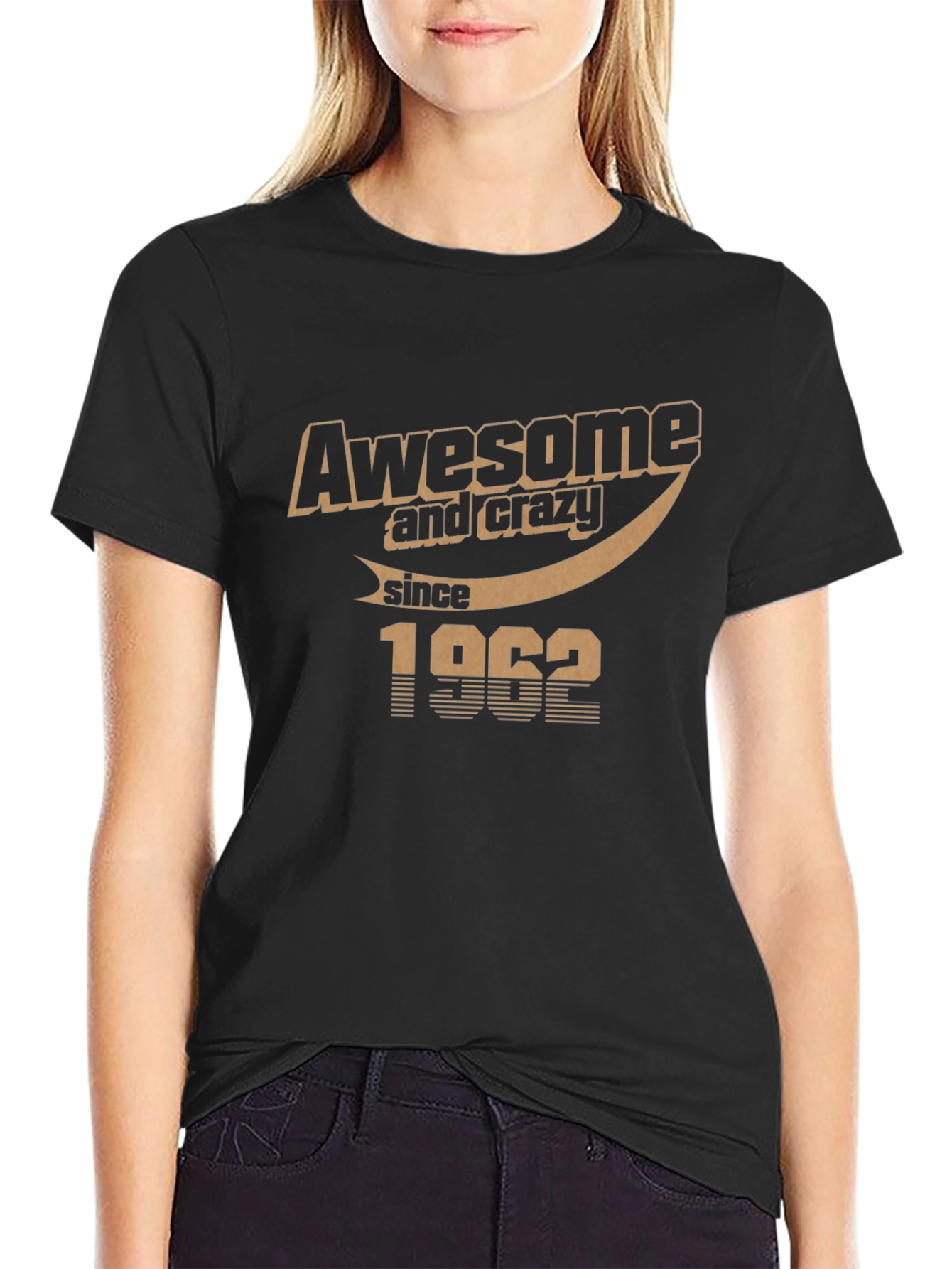 Awesome & Crazy Since 1962 Black Graphic T-Shirt