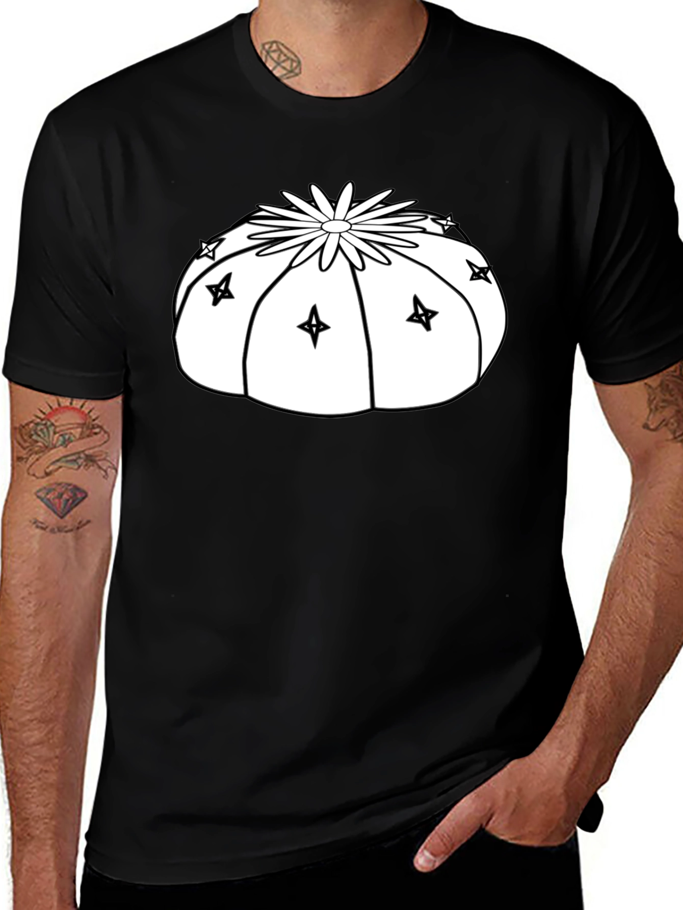 Cactus Starburst Graphic T-Shirt - Black