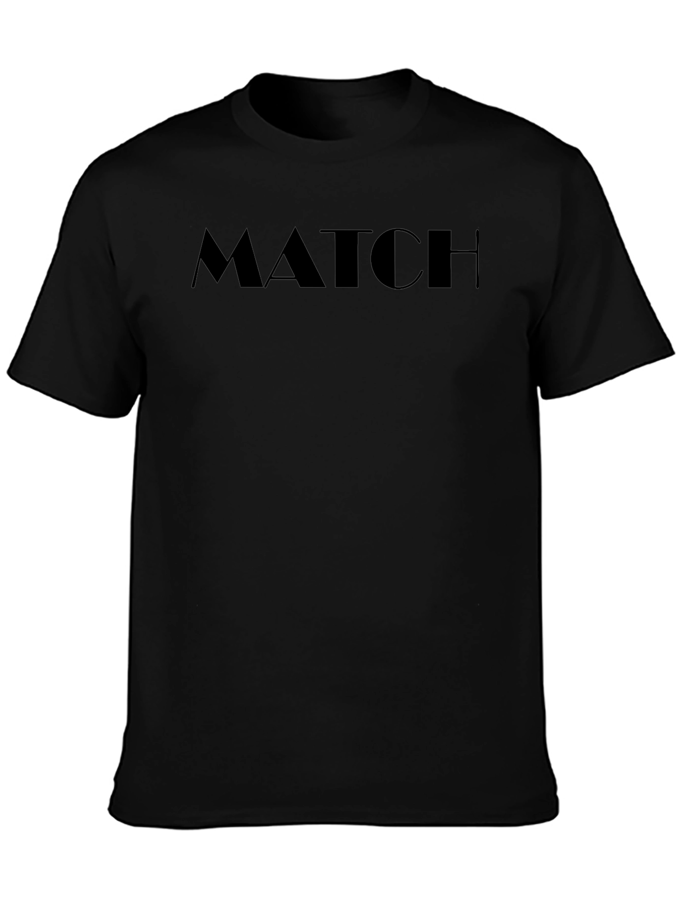 Mens Black MATCH Graphic Tee - Casual Style