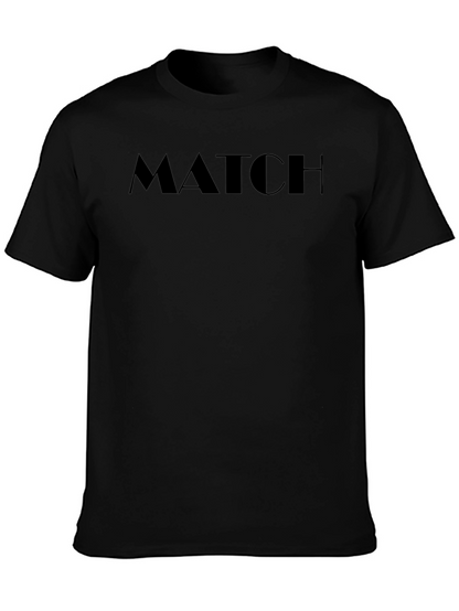 Mens Black MATCH Graphic Tee - Casual Style