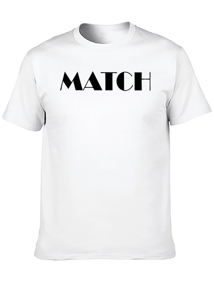 Mens Black MATCH Graphic Tee - Casual Style