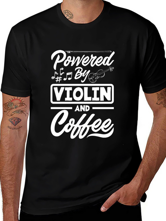 Powered By Violin and Coffee Graphic Tee
