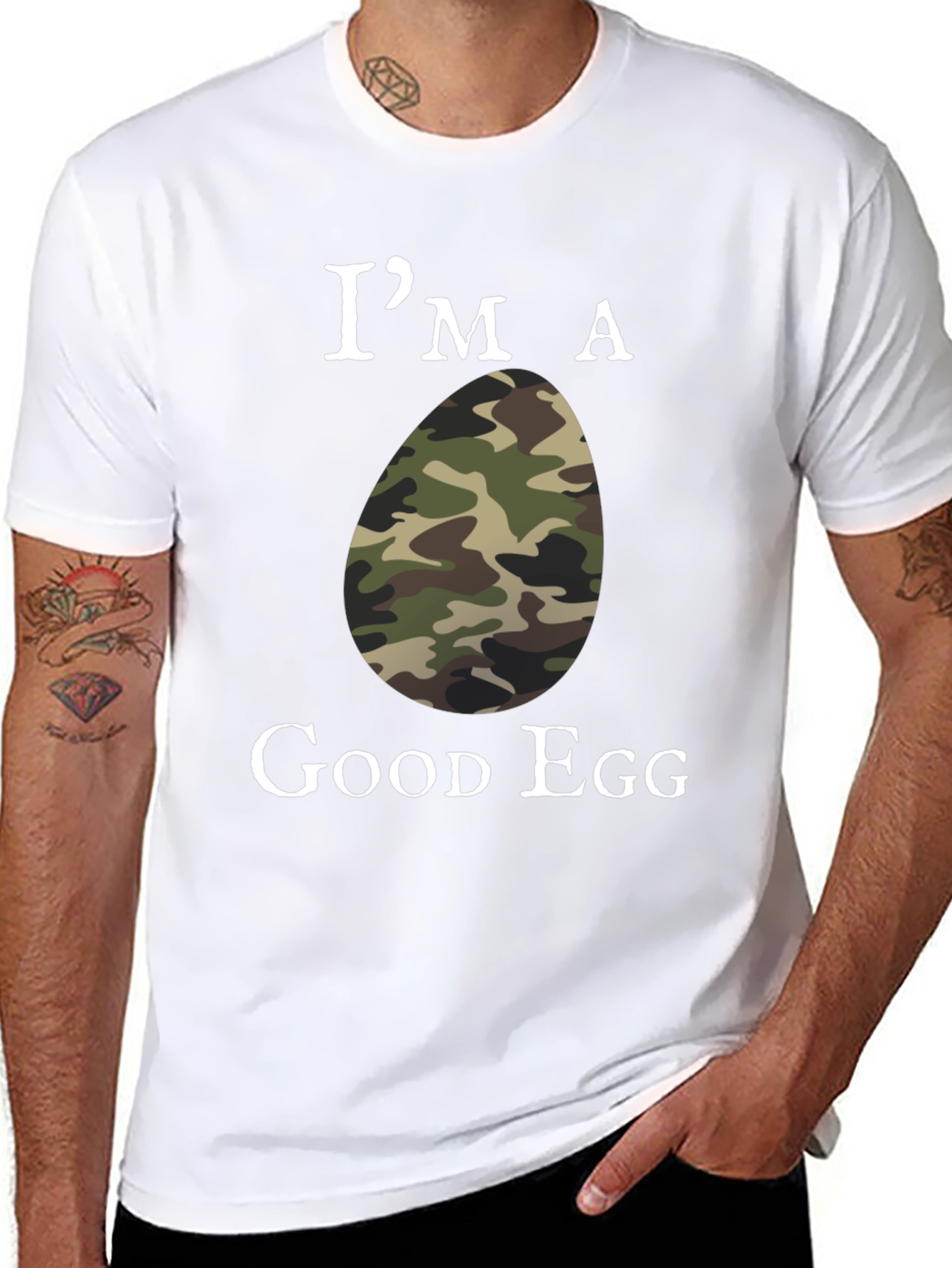 Im a Good Egg Camo Humor T-Shirt
