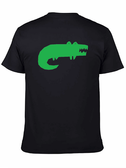 Green Alligator Graphic Black T-Shirt