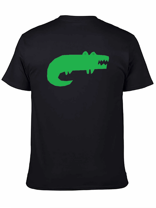 Green Alligator Graphic Black T-Shirt