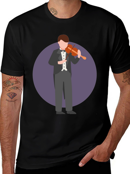 Violinist Graphic T-Shirt - Black Casual Tee