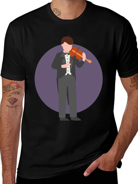 Violinist Graphic T-Shirt - Black Casual Tee