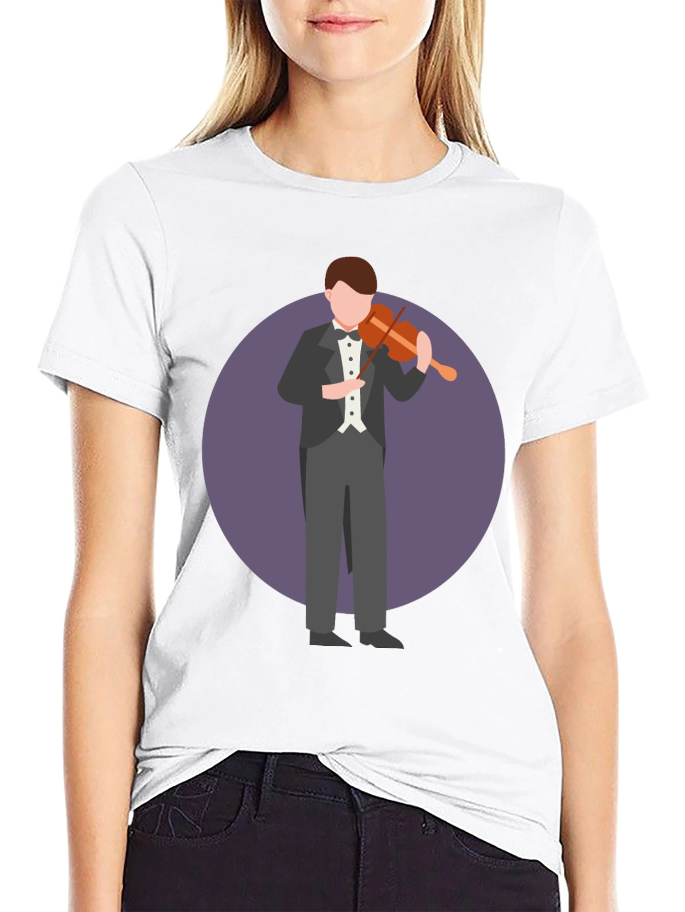 Violinist Graphic T-Shirt - Black Casual Tee
