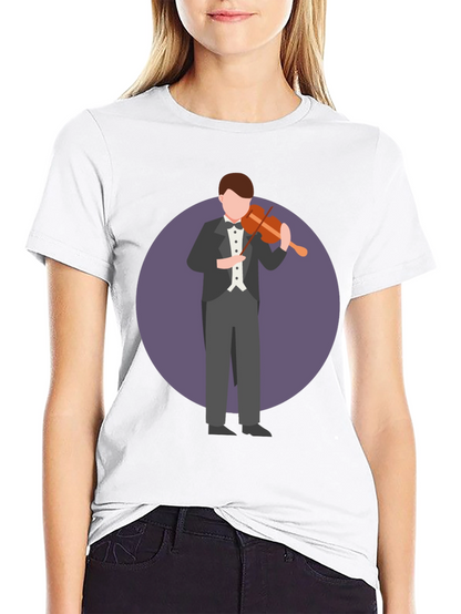 Violinist Graphic T-Shirt - Black Casual Tee
