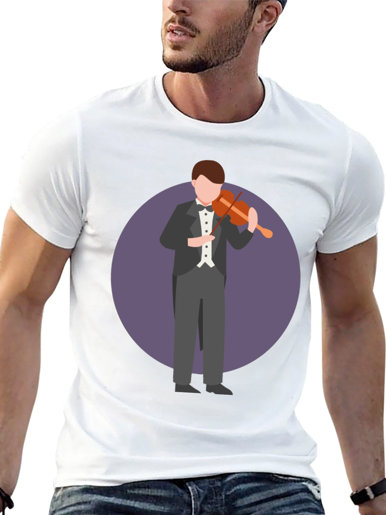 Violinist Graphic T-Shirt - Black Casual Tee