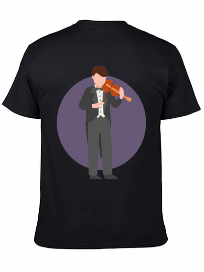 Violinist Graphic T-Shirt - Black Casual Tee