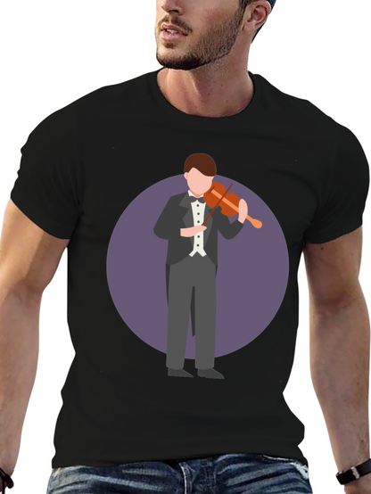 Violinist Graphic T-Shirt - Black Casual Tee