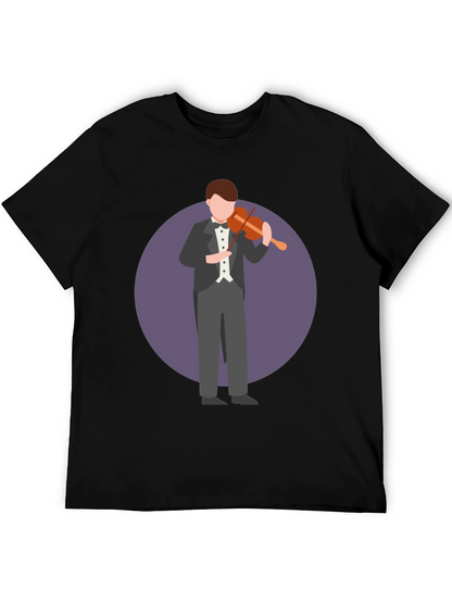 Violinist Graphic T-Shirt - Black Casual Tee