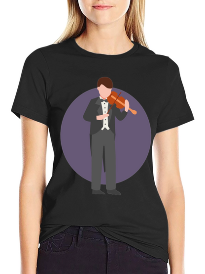 Violinist Graphic T-Shirt - Black Casual Tee