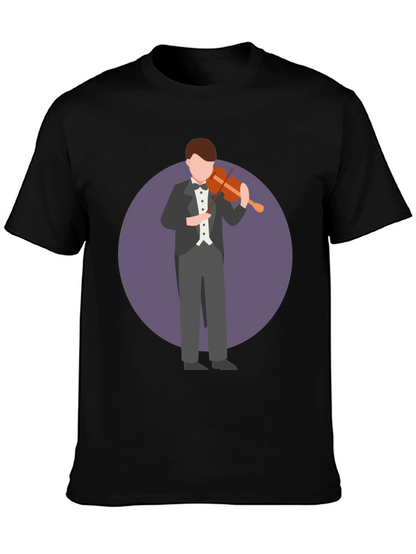 Violinist Graphic T-Shirt - Black Casual Tee