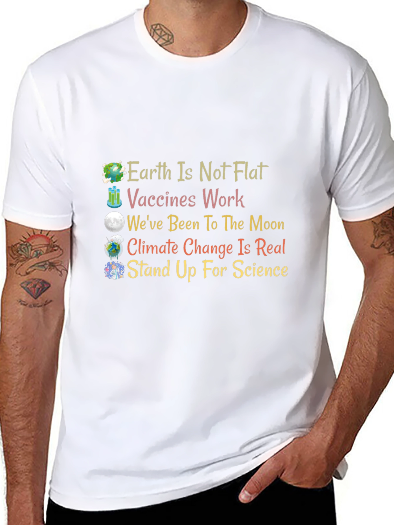 Science Matters T-Shirt: Earth Vaccines Moon Climate