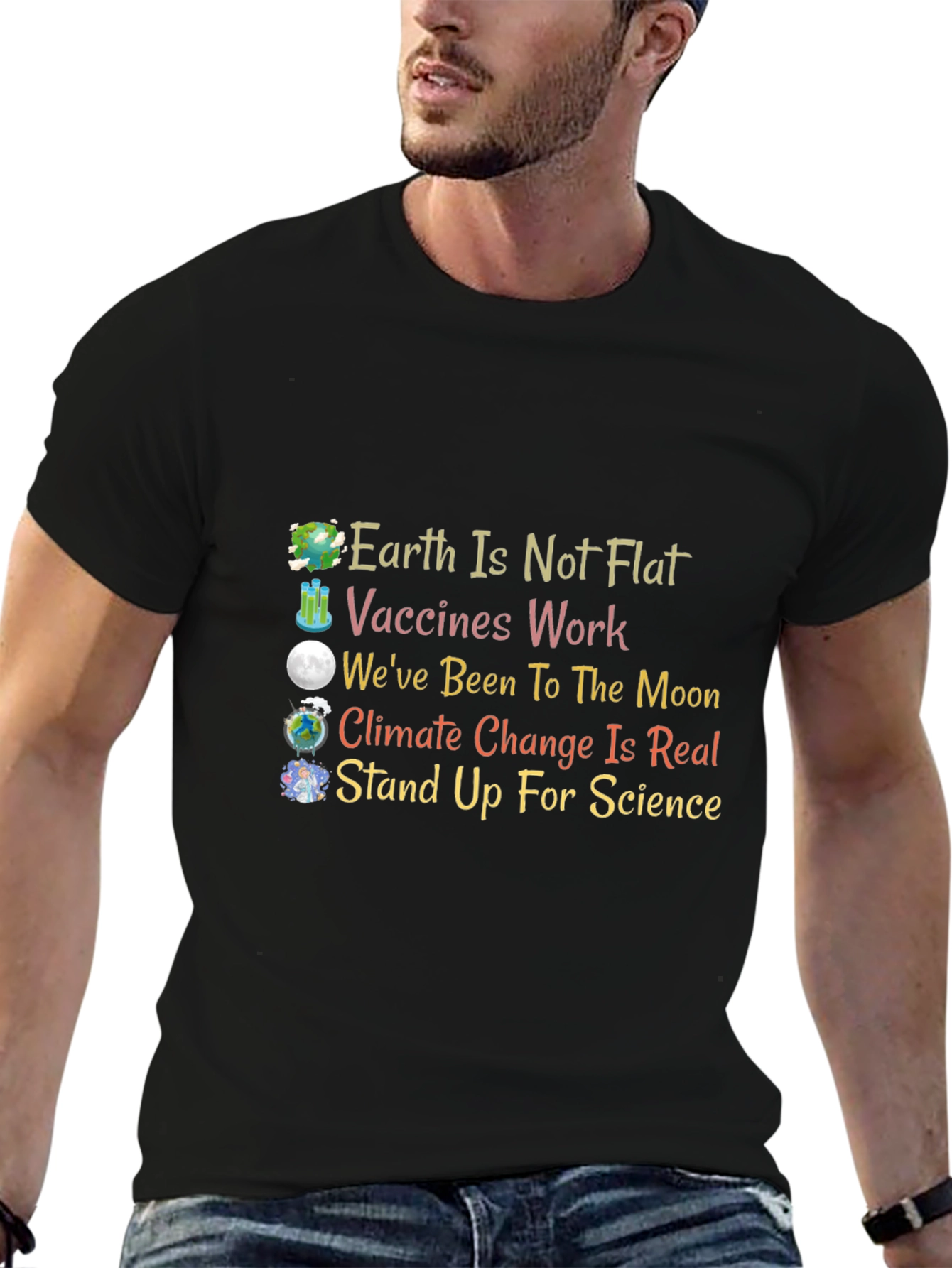 Science Matters T-Shirt: Earth Vaccines Moon Climate