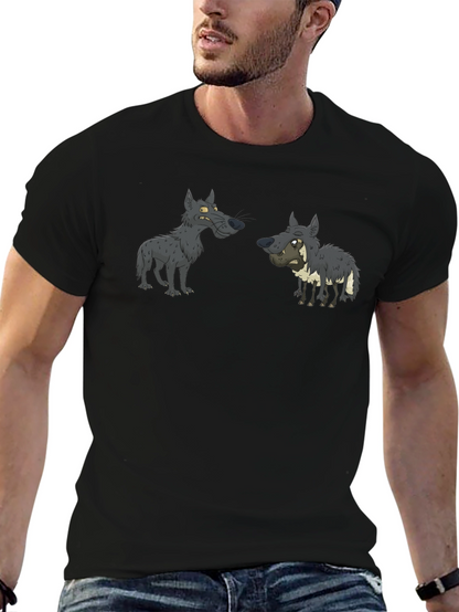 Cartoon Wolf Pack T-Shirt - Black