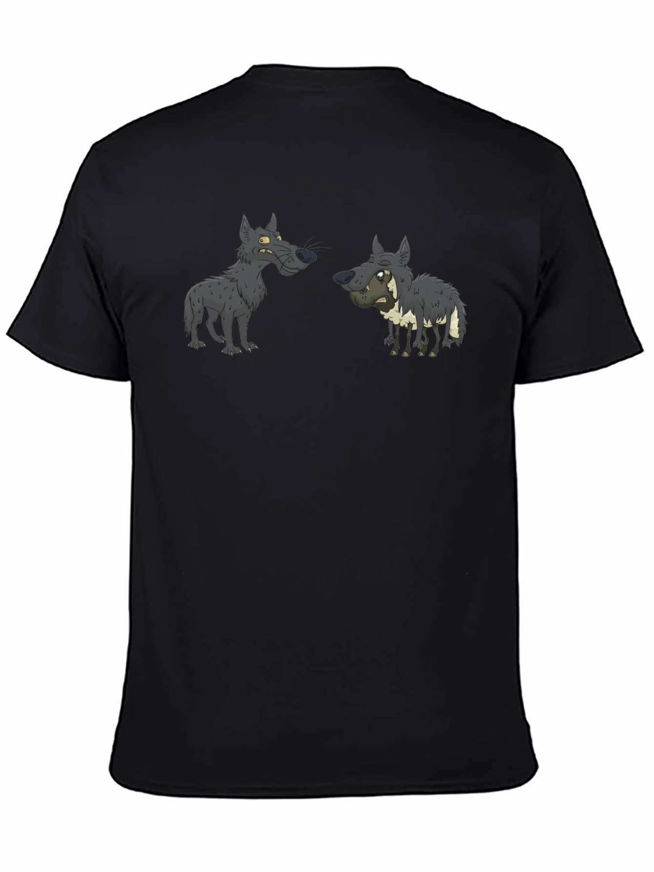 Cartoon Wolf Pack T-Shirt - Black