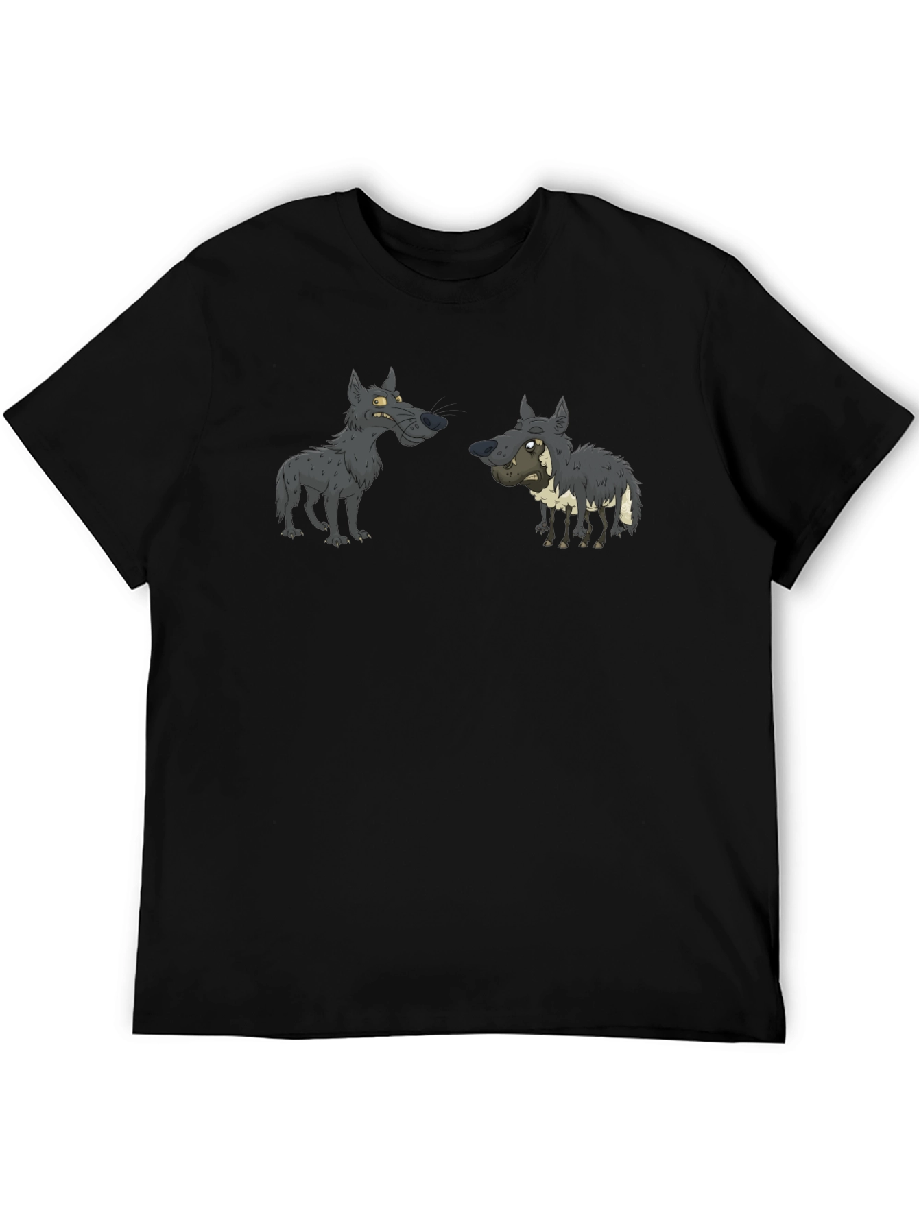 Cartoon Wolf Pack T-Shirt - Black