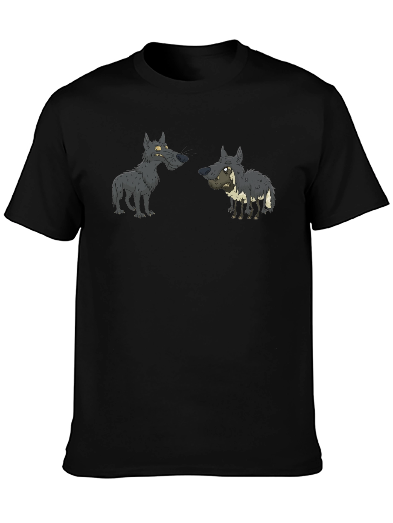 Cartoon Wolf Pack T-Shirt - Black