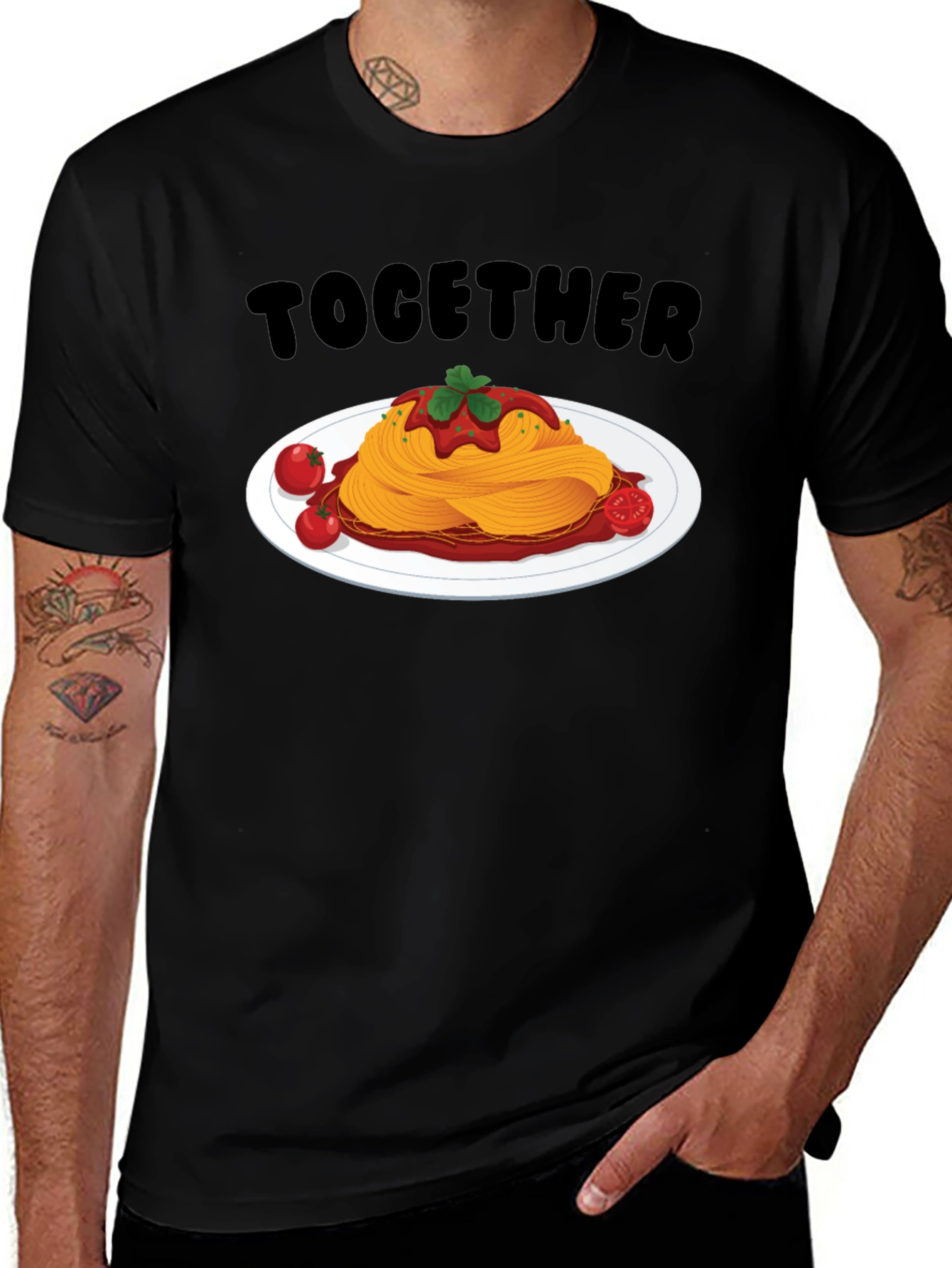 Together Spaghetti Graphic T-Shirt - Fun Foodie Tee