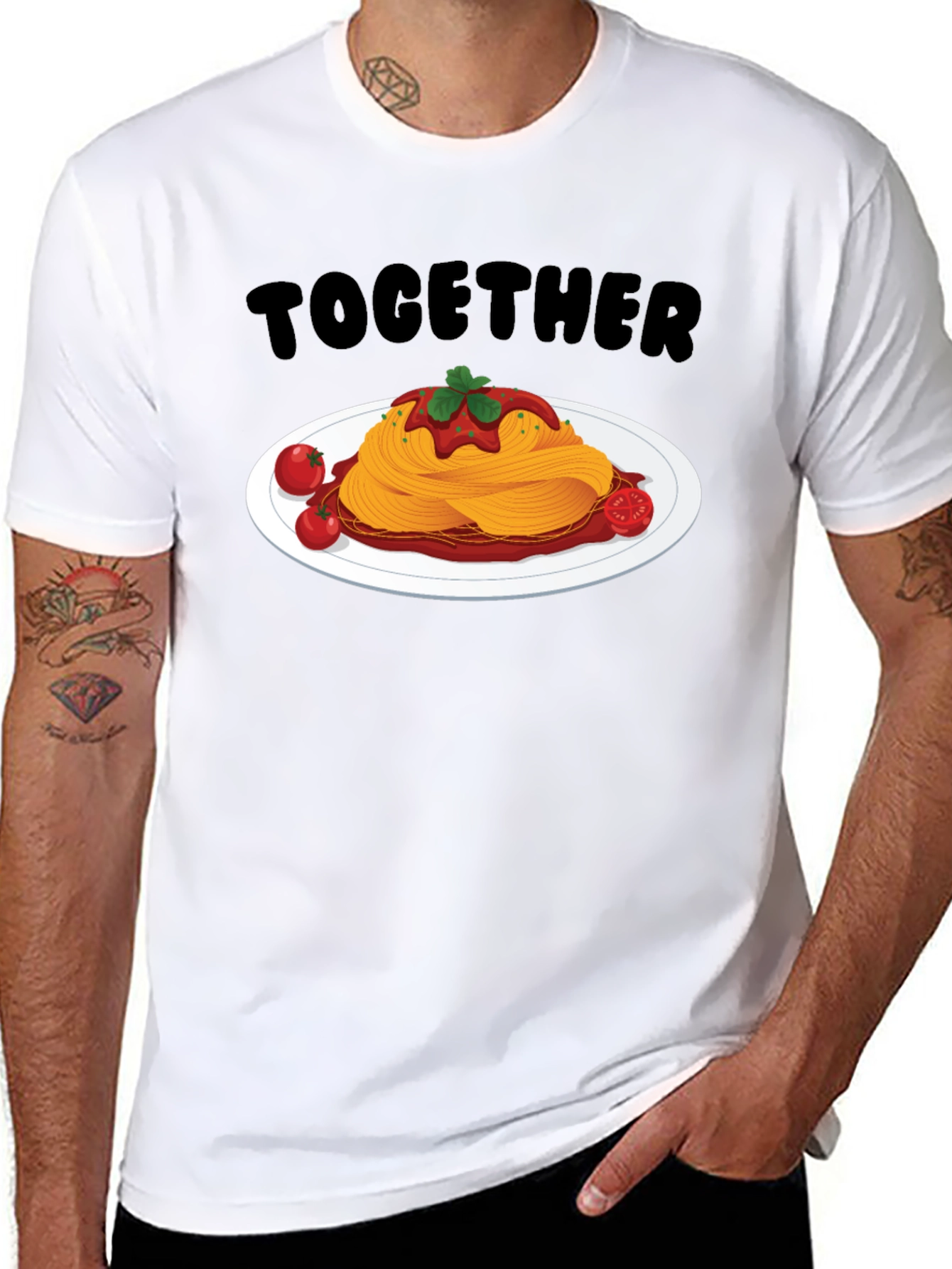 Together Spaghetti Graphic T-Shirt - Fun Foodie Tee