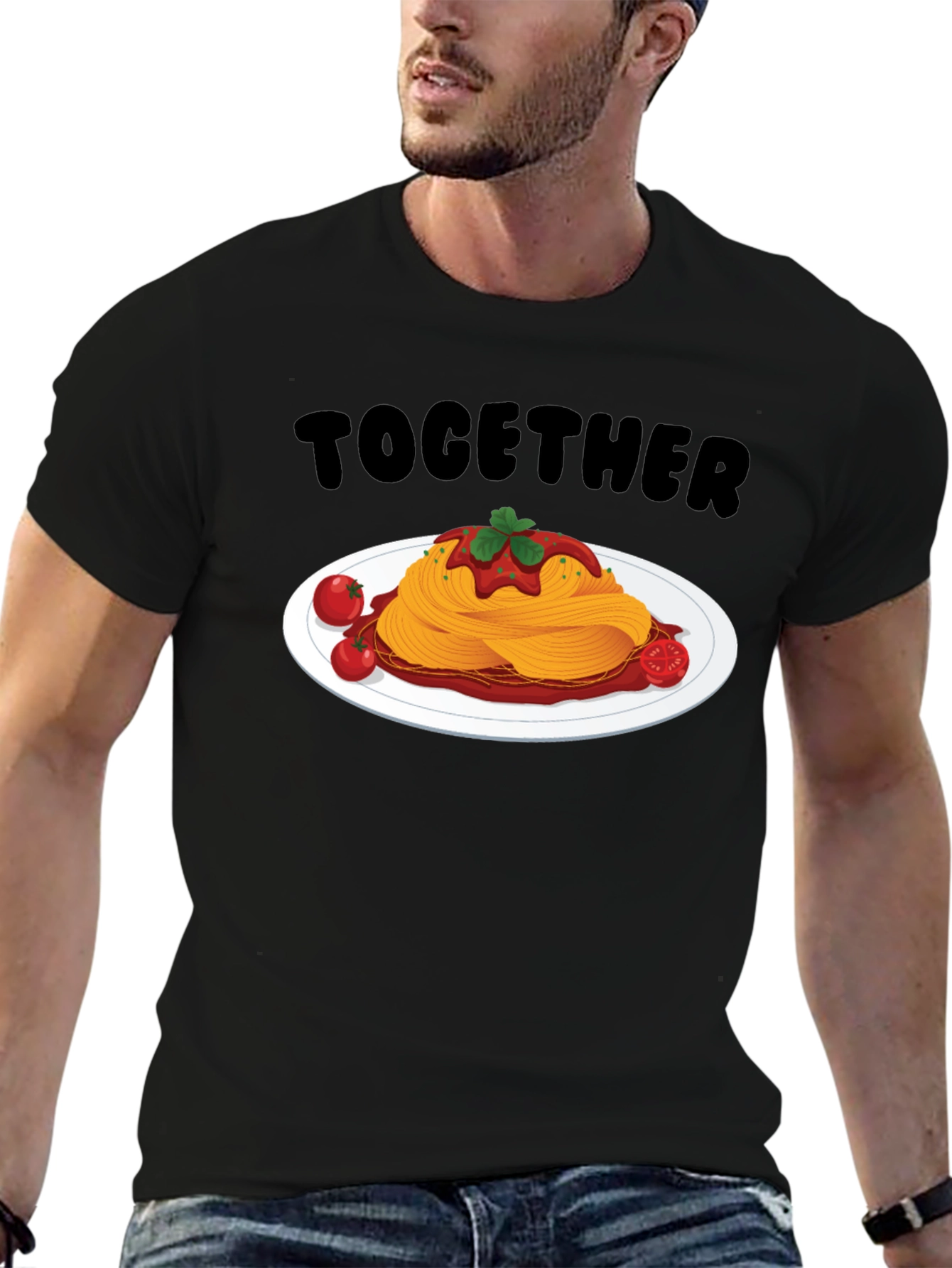 Together Spaghetti Graphic T-Shirt - Fun Foodie Tee
