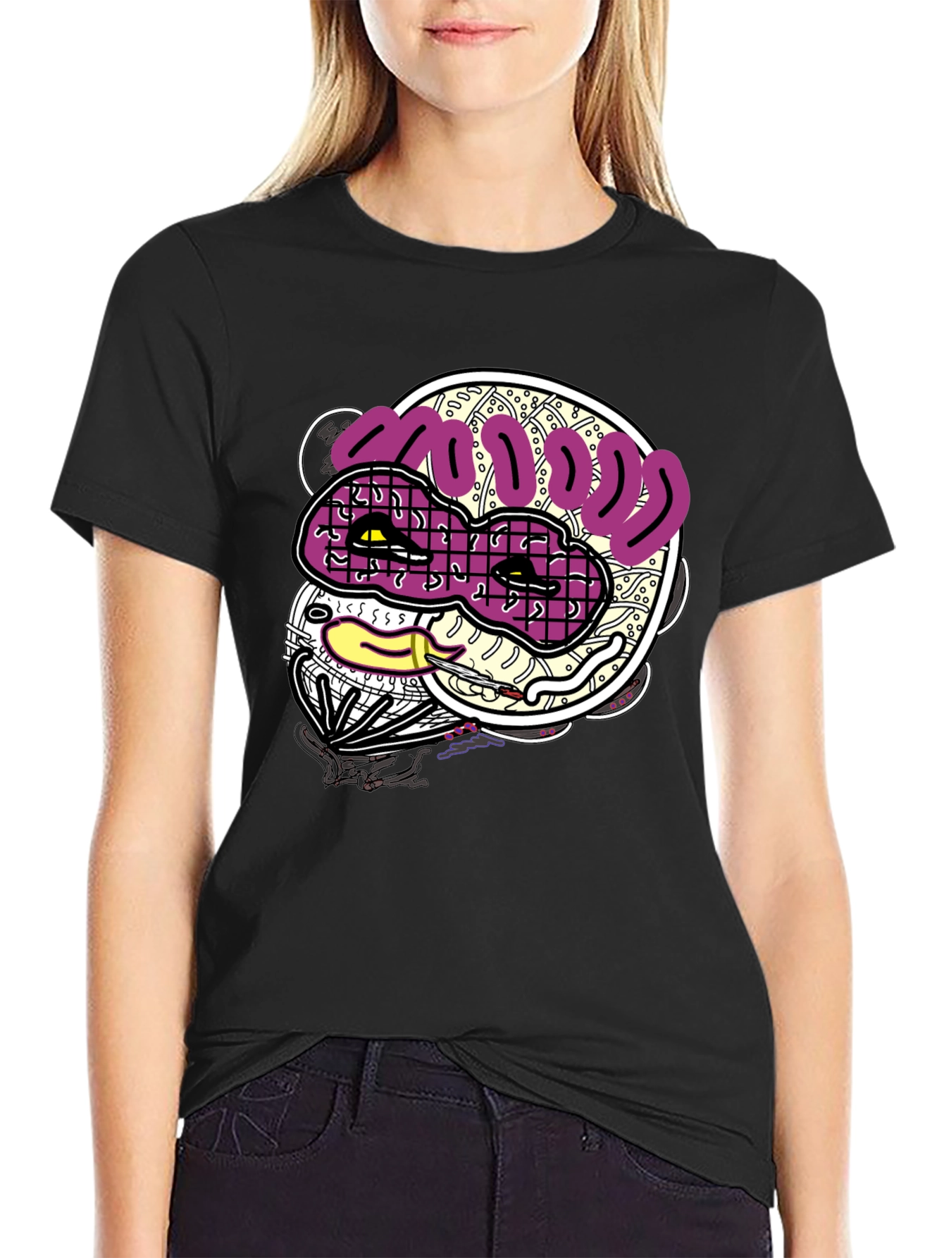 Funky Graphic Print Black T-Shirt