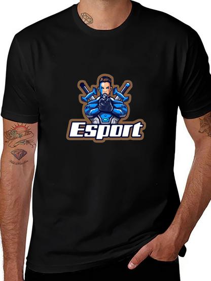 Esport Graphic Print Black T-Shirt
