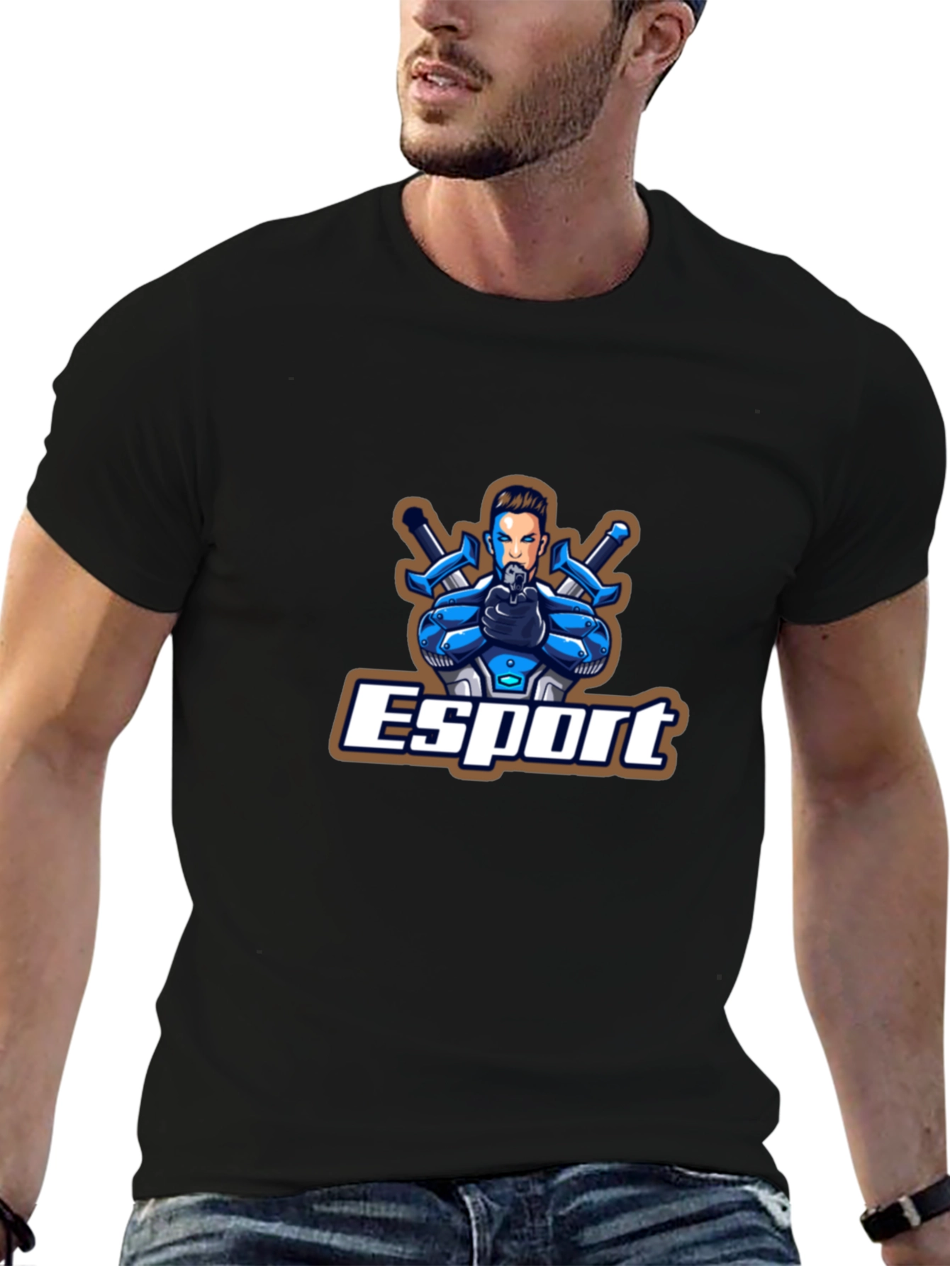 Esport Graphic Print Black T-Shirt