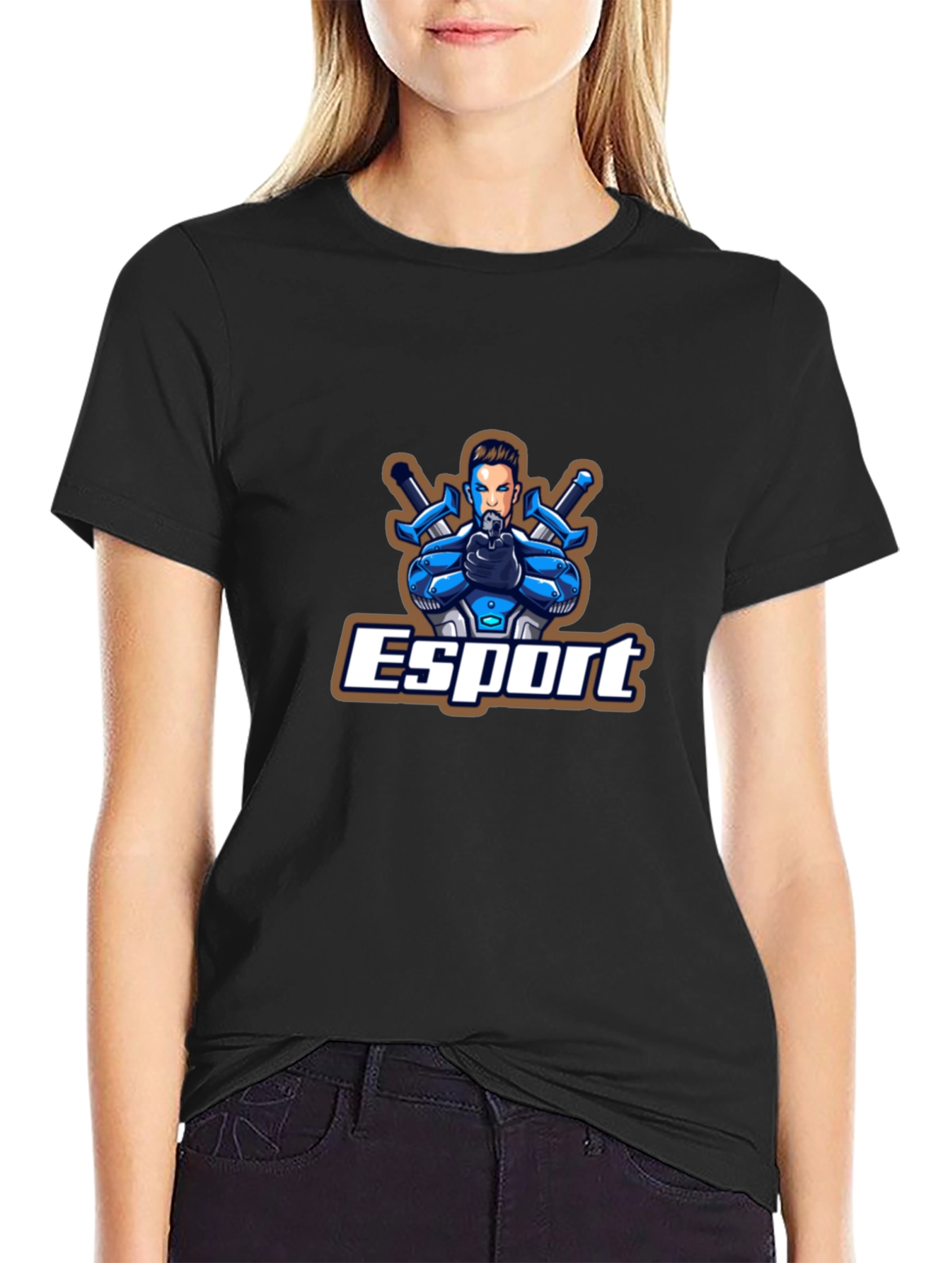 Esport Graphic Print Black T-Shirt