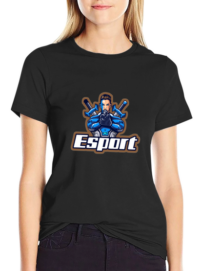 Esport Graphic Print Black T-Shirt