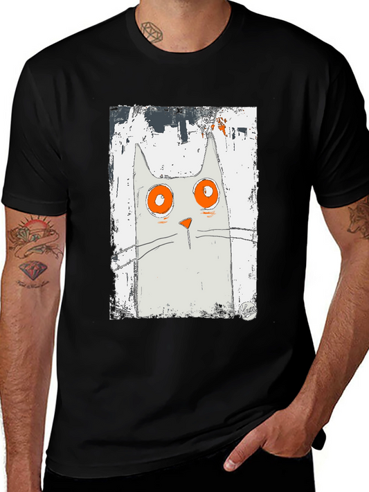Cat Art Graphic Black T-Shirt