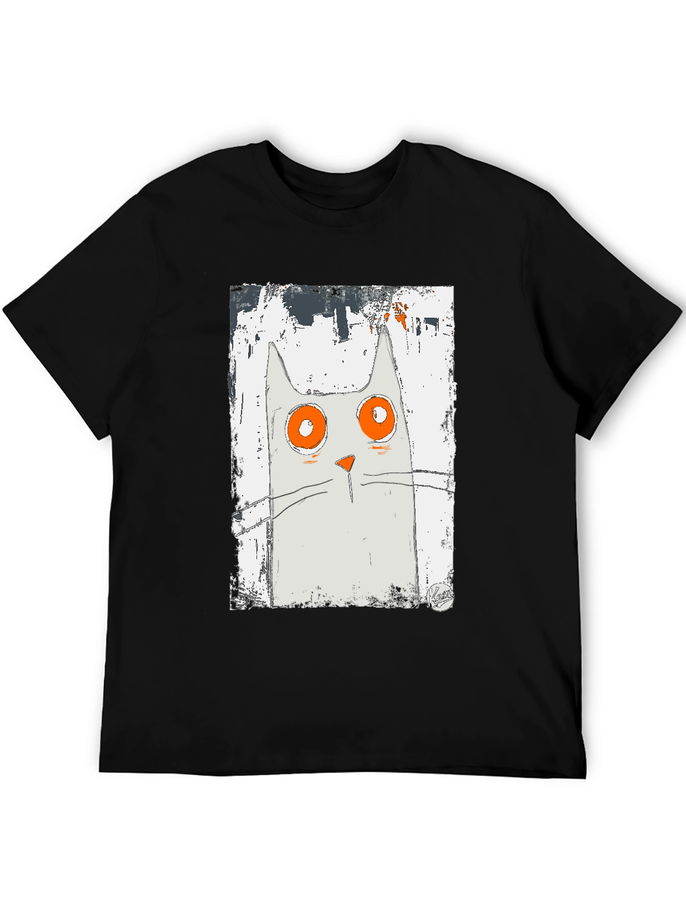 Cat Art Graphic Black T-Shirt