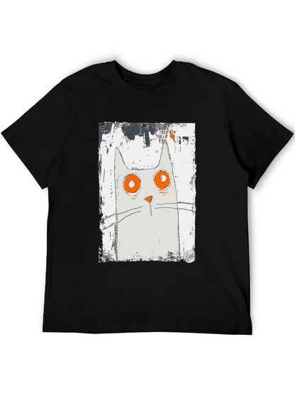 Cat Art Graphic Black T-Shirt