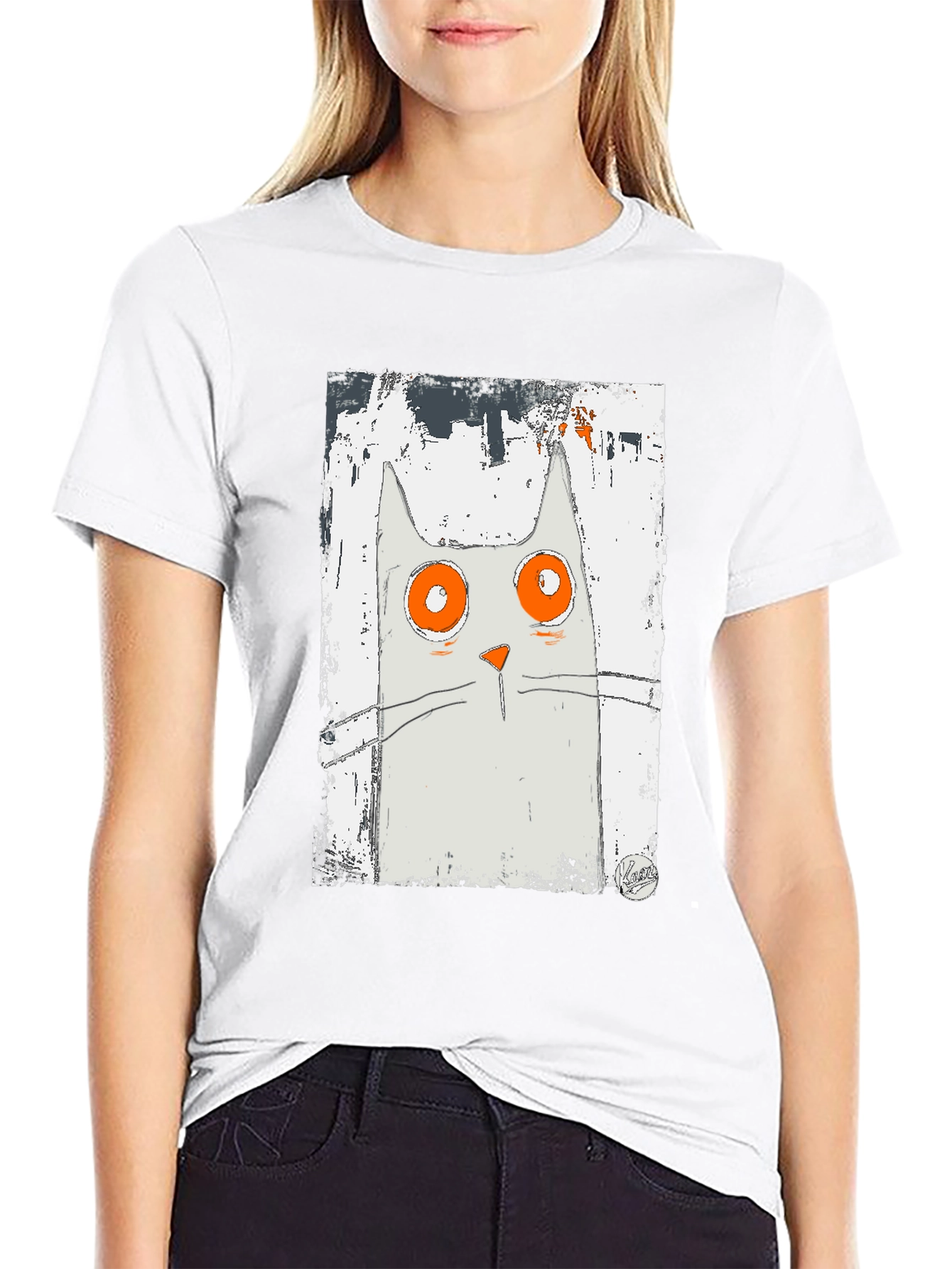 Cat Art Graphic Black T-Shirt