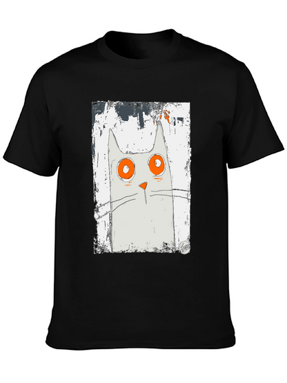 Cat Art Graphic Black T-Shirt