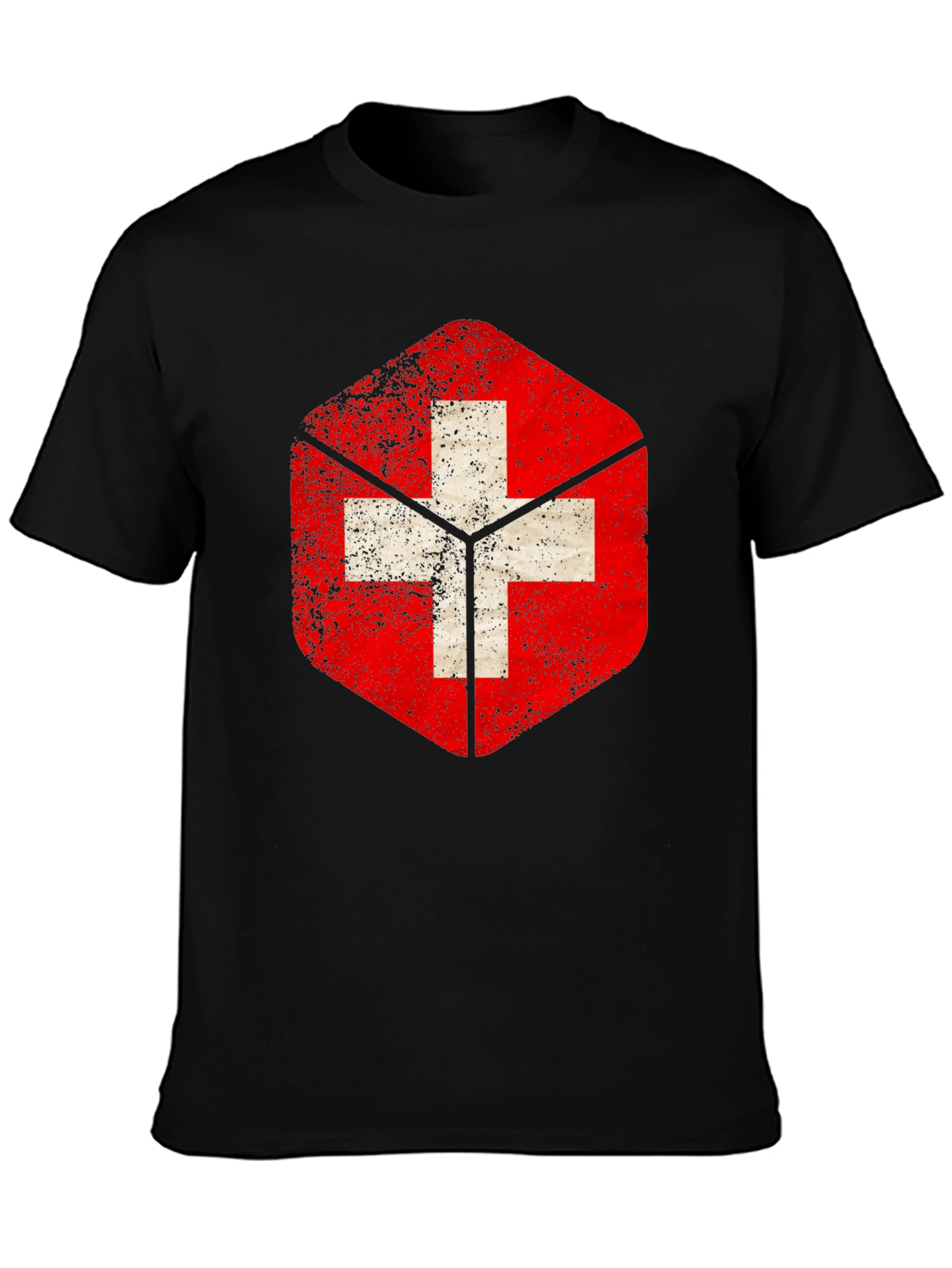 Swiss Flag Grunge Graphic T-Shirt