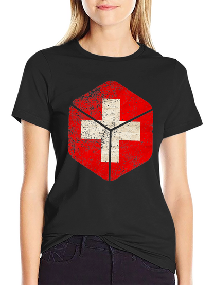 Swiss Flag Grunge Graphic T-Shirt