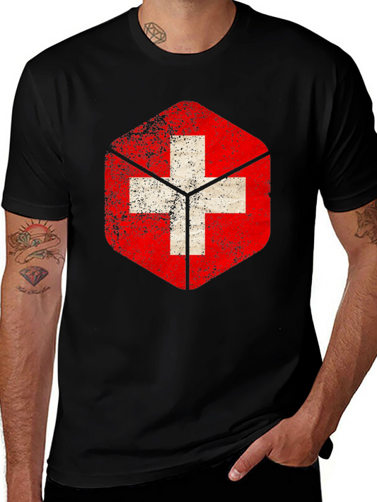 Swiss Flag Grunge Graphic T-Shirt