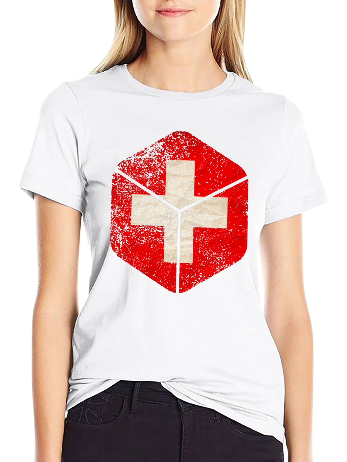 Swiss Flag Grunge Graphic T-Shirt