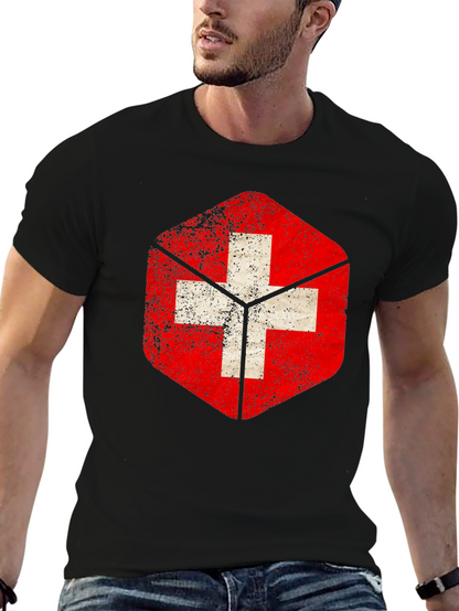 Swiss Flag Grunge Graphic T-Shirt