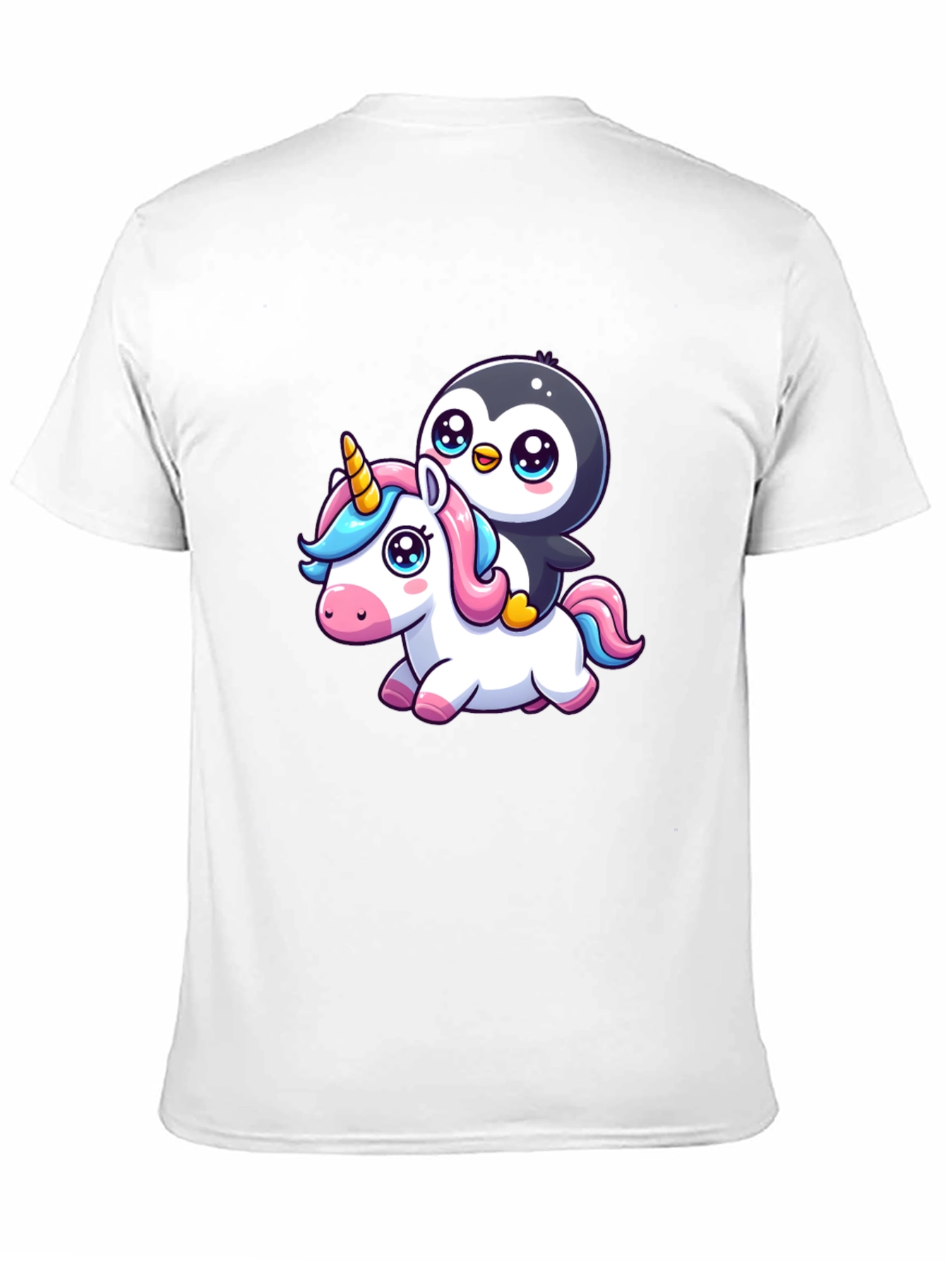 Penguin Riding Unicorn Graphic Tee