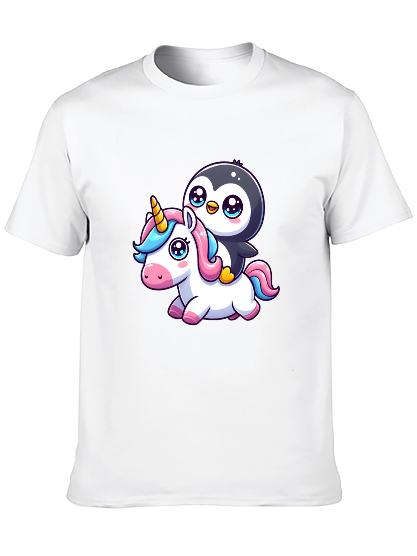 Penguin Riding Unicorn Graphic Tee