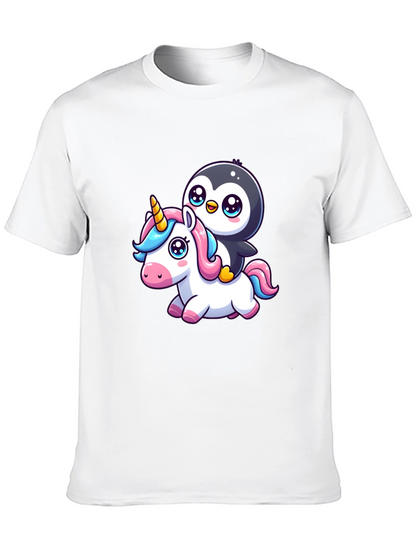 Penguin Riding Unicorn Graphic Tee