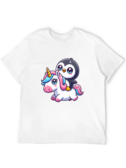 Penguin Riding Unicorn Graphic Tee