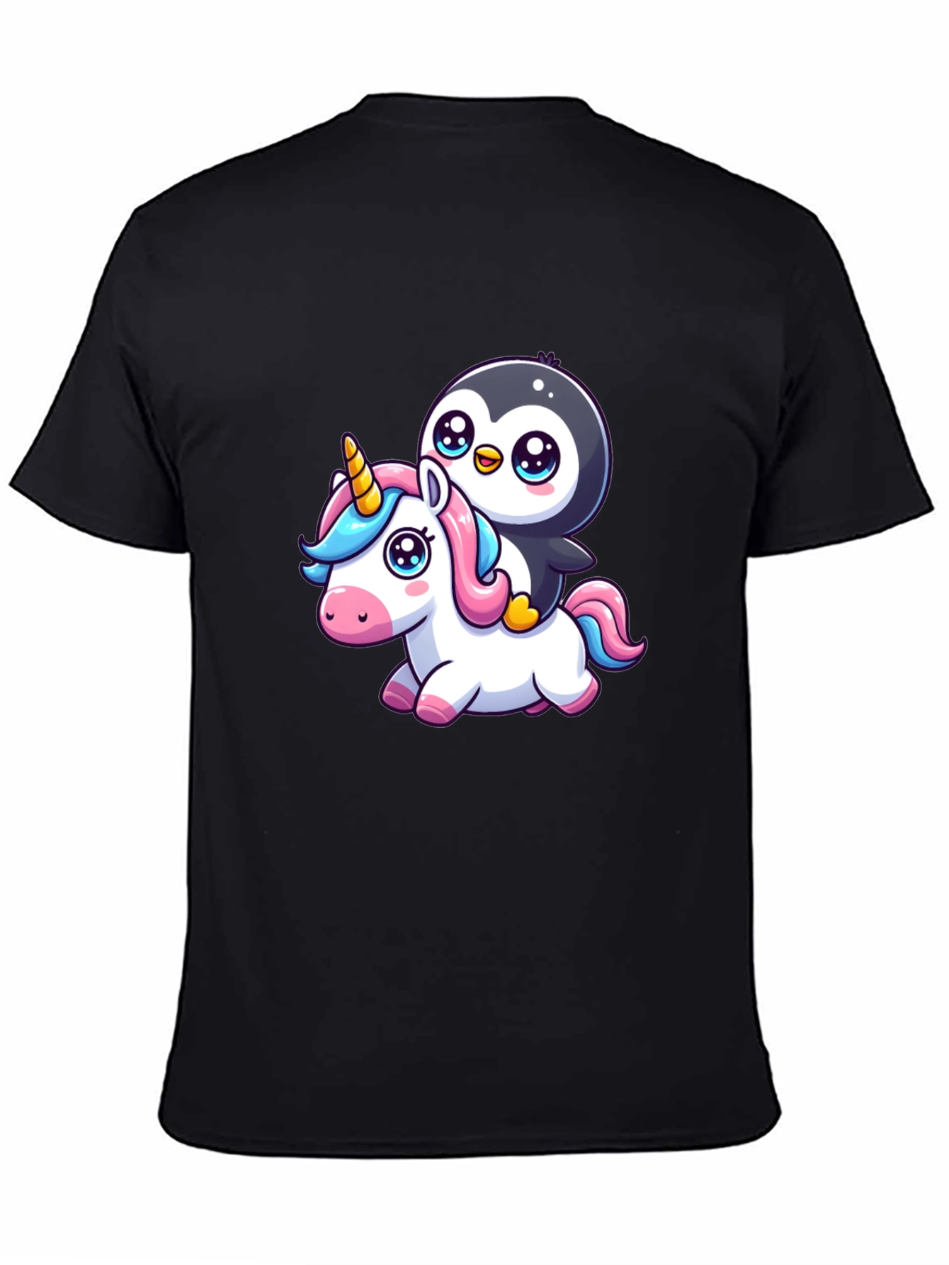 Penguin Riding Unicorn Graphic Tee