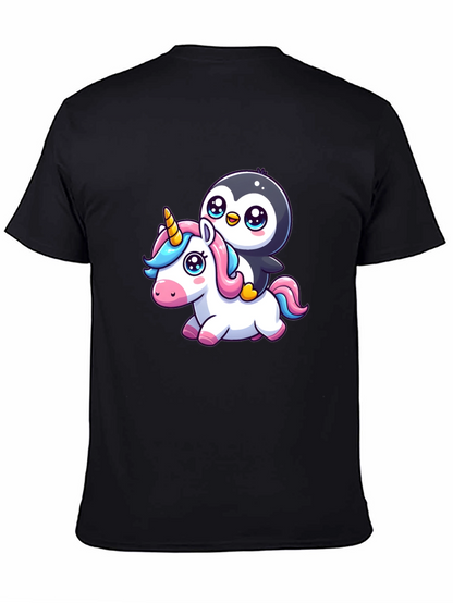 Penguin Riding Unicorn Graphic Tee